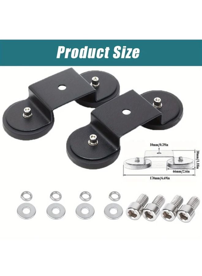 Magnetic LED Light Bar Mounting Brackets 2pcs 88mm Convex Design Black Steel - Image 2